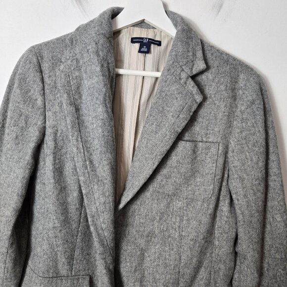 GAP Women's Size 10 Wool Blend Lined Gray Button Blazer Jacket - Picture 2 of 11